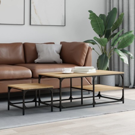 vidaXL Tavolini Impilabili 2 pz Rovere Sonoma in Legno Multistrato