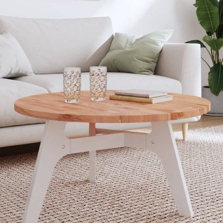 vidaXL Piano per Tavolo Ø80x2,5 cm Rotondo in Legno Massello di Faggio