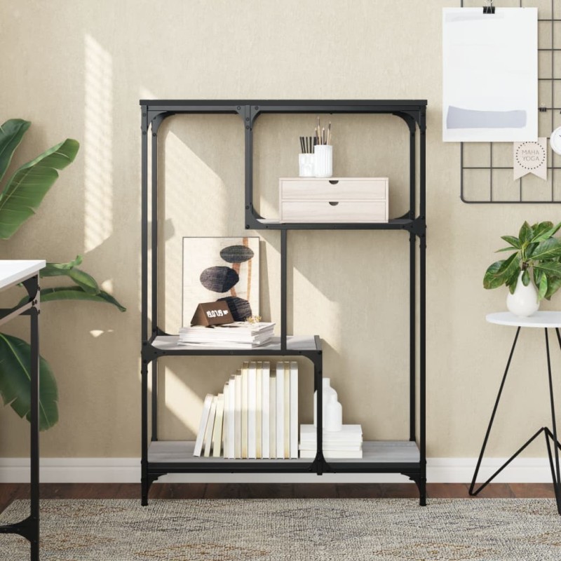 vidaXL Libreria Grigio Sonoma 81x36x115 cm Legno Multistrato e Acciaio vidaXL Libreria Grigio Sonoma 81x36x115 cm Legno Multistrato e Acciaio