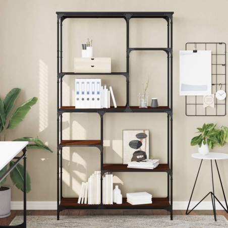 vidaXL Libreria Rovere Marrone 99x35,5x176cm Legno Multistrato Acciaio