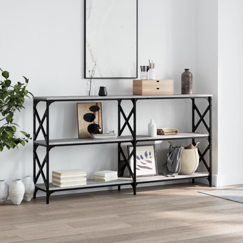 vidaXL Tavolo Consolle Grigio Sonoma 200x28x80,5 cm Legno Multistrato vidaXL Tavolo Consolle Grigio Sonoma 200x28x80,5 cm Legno Multistrato