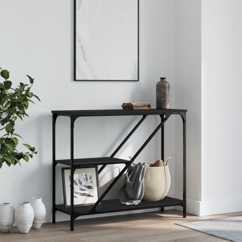 vidaXL Tavolino Consolle Nero 88,5x30x75 cm in Legno Multistrato vidaXL Tavolino Consolle Nero 88,5x30x75 cm in Legno Multistrato