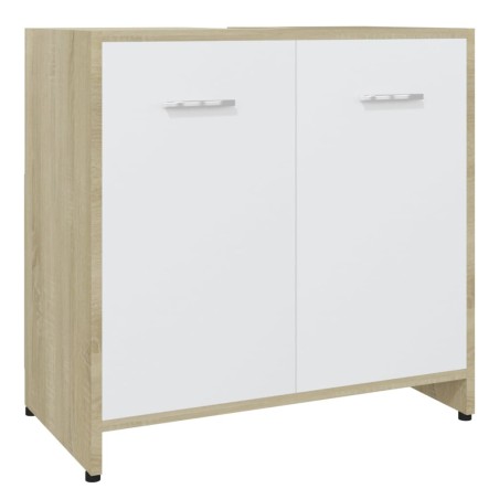 vidaXL Mobile Bagno Bianco Rovere Sonoma 60x33x61 cm Legno Multistrato