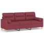 vidaXL Divano a 3 Posti con Cuscini Rosso Vino 180 cm in Tessuto vidaXL Divano a 3 Posti con Cuscini Rosso Vino 180 cm in Tessuto