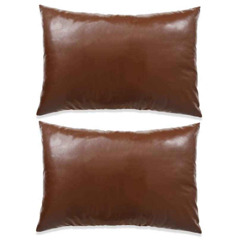 vidaXL Set di Cuscini 2 pz in Pelle PU 40x60 cm Marrone