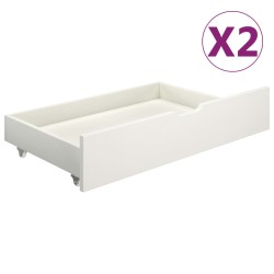 vidaXL Cassetti per Letto 2 pz Bianchi in Legno Massello di Pino