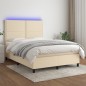 vidaXL Letto a Molle con Materasso e LED Crema 140x190 cm in Tessuto vidaXL Letto a Molle con Materasso e LED Crema 140x190 cm in Tessuto