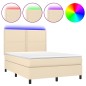 vidaXL Letto a Molle con Materasso e LED Crema 140x190 cm in Tessuto vidaXL Letto a Molle con Materasso e LED Crema 140x190 cm in Tessuto