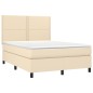 vidaXL Letto a Molle con Materasso e LED Crema 140x190 cm in Tessuto vidaXL Letto a Molle con Materasso e LED Crema 140x190 cm in Tessuto
