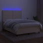 vidaXL Letto a Molle con Materasso e LED Crema 140x190 cm in Tessuto vidaXL Letto a Molle con Materasso e LED Crema 140x190 cm in Tessuto