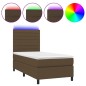 vidaXL Letto a Molle Materasso e LED Marrone Scuro 100x200 cm Tessuto