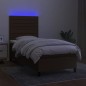 vidaXL Letto a Molle Materasso e LED Marrone Scuro 100x200 cm Tessuto