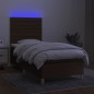 vidaXL Letto a Molle Materasso e LED Marrone Scuro 100x200 cm Tessuto