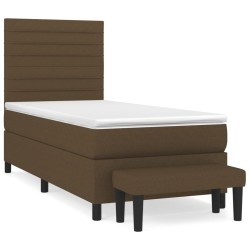 vidaXL Giroletto a Molle con Materasso Marrone Scuro 100x200cm Tessuto