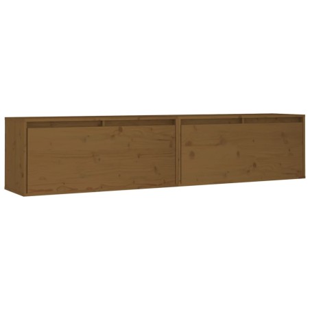 Pensili 2 pz Marrone Miele 80x30x35cm in Legno Massello di Pino