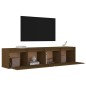 Pensili 2 pz Marrone Miele 80x30x35cm in Legno Massello di Pino Pensili 2 pz Marrone Miele 80x30x35cm in Legno Massello di Pino