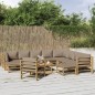 vidaXL Set Salotto da Giardino 12pz con Cuscini Tortora Bambù vidaXL Set Salotto da Giardino 12pz con Cuscini Tortora Bambù