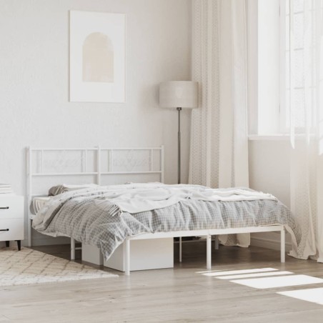 vidaXL Giroletto con Testiera Metallo Bianco 140x190 cm