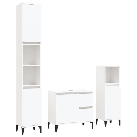vidaXL Set di Mobili da Bagno 3 pz Bianco in Legno Multistrato