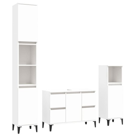 vidaXL Set Mobili da Bagno 3 pz Bianco in Legno Multistrato