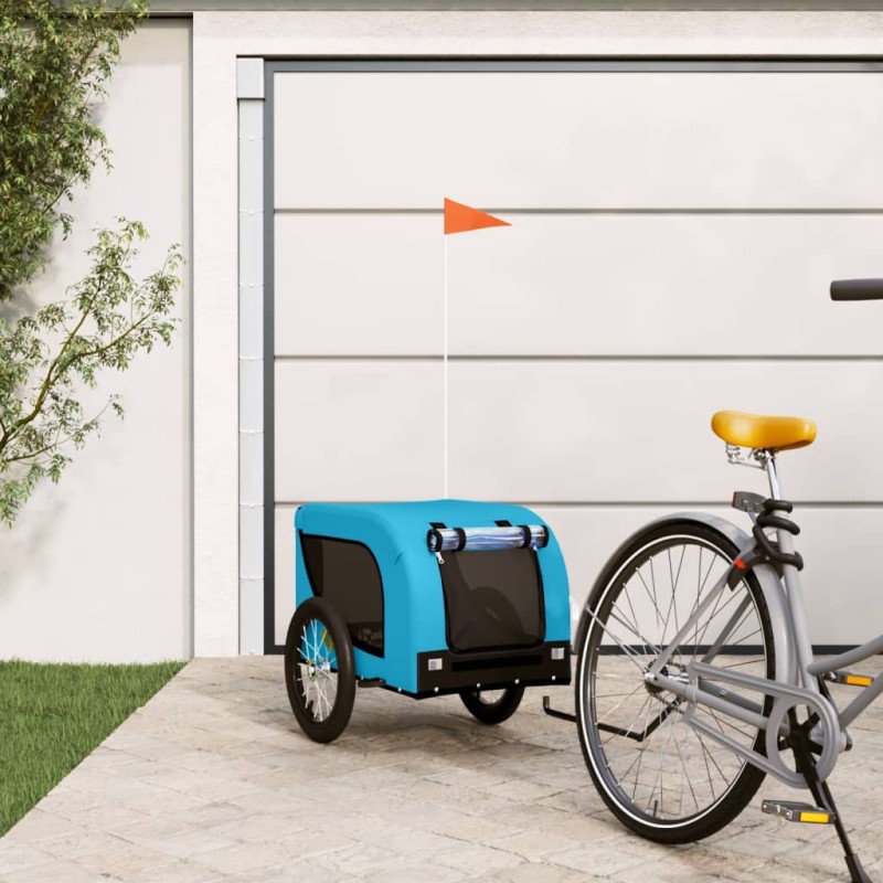 vidaXL Rimorchio da Bici per Cani Blu e Nero Tessuto Oxford e Ferro vidaXL Rimorchio da Bici per Cani Blu e Nero Tessuto Oxford e Ferro
