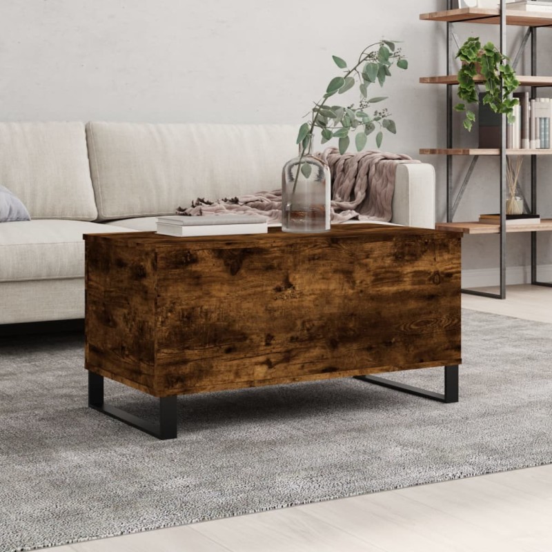 vidaXL Tavolino da Salotto Rovere Fumo 90x44,5x45 cm Legno Multistrato