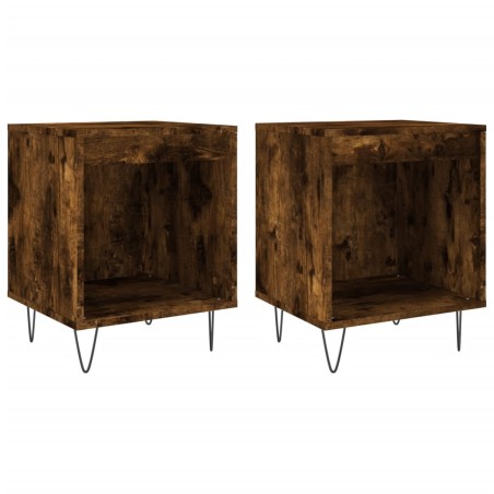 vidaXL Comodini 2pz Rovere Fumo 40x35x50 cm in Legno Multistrato