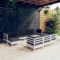 vidaXL Set Divani da Giardino 10 pz con Cuscini Bianchi Legno di Pino vidaXL Set Divani da Giardino 10 pz con Cuscini Bianchi Legno di Pino