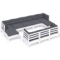 vidaXL Set Divani da Giardino 10 pz con Cuscini Bianchi Legno di Pino vidaXL Set Divani da Giardino 10 pz con Cuscini Bianchi Legno di Pino