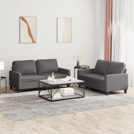 vidaXL Set di Divani 2 pz con Cuscini Grigio in Similpelle