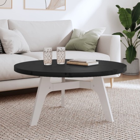 vidaXL Piano Tavolo Rotondo Nero Ø90x3 cm in Legno Massello di Pino