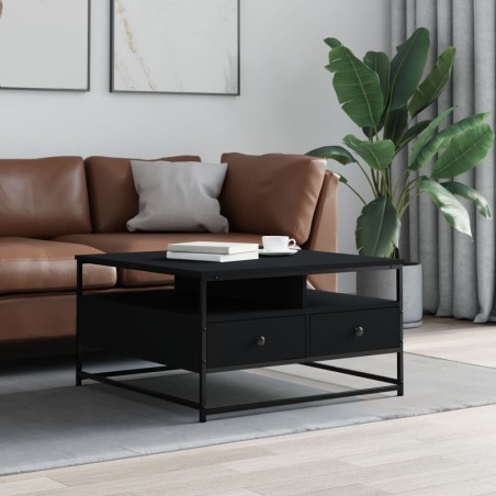 vidaXL Tavolino da Salotto Nero 80x80x45 cm in Legno Multistrato