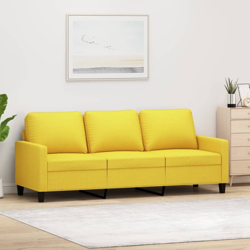 vidaXL Divano a 3 Posti Giallo Chiaro 180 cm in Tessuto