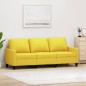 vidaXL Divano a 3 Posti Giallo Chiaro 180 cm in Tessuto