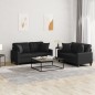 vidaXL Set di Divani 2 pz con Cuscini Nero in Similpelle vidaXL Set di Divani 2 pz con Cuscini Nero in Similpelle