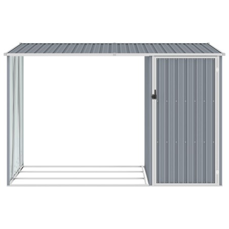 vidaXL Capanno per Legna Grigio 245x98x159 cm in Acciaio Zincato