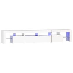 vidaXL Mobile Porta TV con Luci LED Bianco Lucido 230x36,5x40 cm