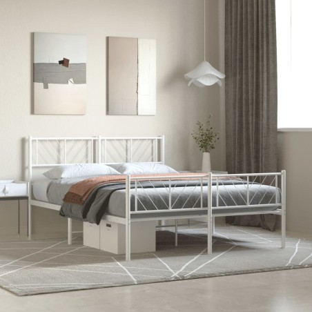 vidaXL Giroletto con Testiera e Pediera Metallo Bianco 150x200 cm