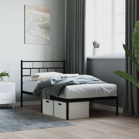 vidaXL Giroletto con Testiera in Metallo Nero 100x190 cm