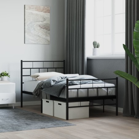 vidaXL Giroletto con Testiera e Pediera Metallo Nero 90x200 cm