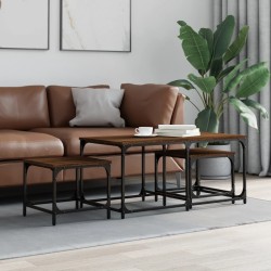 vidaXL Tavolini Impilabili 3 pz Rovere Marrone in Legno Multistrato