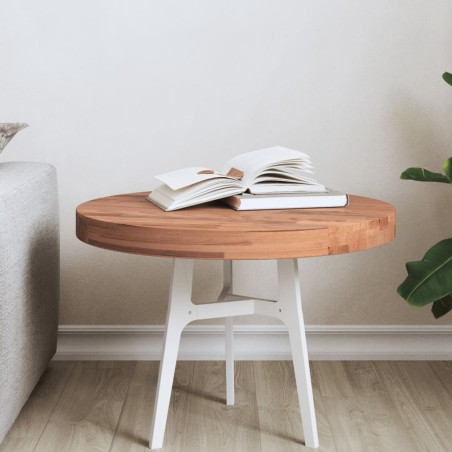 vidaXL Piano per Tavolo Ø50x4 cm Rotondo in Legno Massello di Faggio