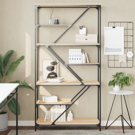 vidaXL Libreria Rovere Sonoma 91x36x176 cm Legno Multistrato e Acciaio