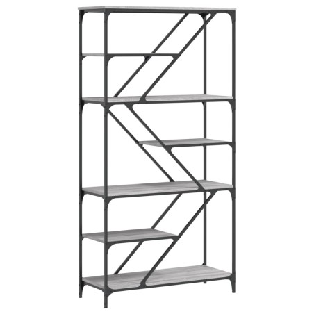 vidaXL Libreria Grigio Sonoma 91x36x176 cm Legno Multistrato e Acciaio