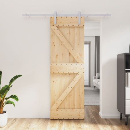 vidaXL Porta Scorrevole con Set Hardware 70x210 cm Legno Massello Pino