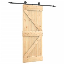 vidaXL Porta Scorrevole con Set Hardware 85x210 cm Legno Massello Pino