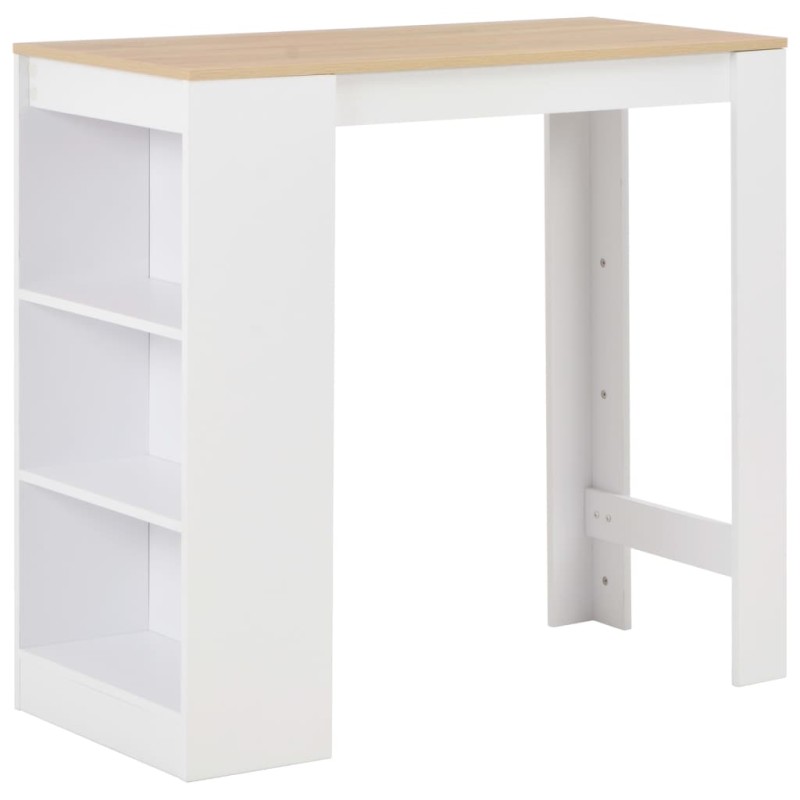 vidaXL Tavolo da Bar con Ripiano Bianco 110x50x103 cm vidaXL Tavolo da Bar con Ripiano Bianco 110x50x103 cm