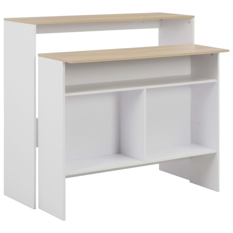 vidaXL Tavolo Bar con 2 Piani d'Appoggio Bianco e Rovere 130x40x120cm vidaXL Tavolo Bar con 2 Piani d'Appoggio Bianco e Rovere 130x40x120cm