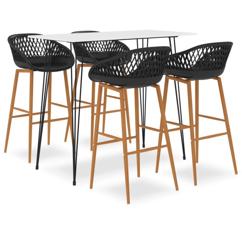 vidaXL Set da Bar 5 pz Bianco e Nero vidaXL Set da Bar 5 pz Bianco e Nero