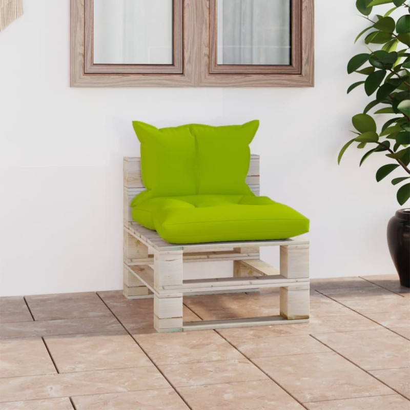vidaXL Divano Centrale da Giardino Pallet con Cuscini Legno di Pino vidaXL Divano Centrale da Giardino Pallet con Cuscini Legno di Pino
